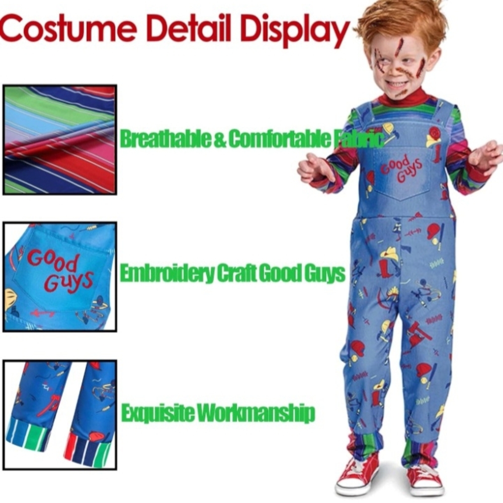 NEW Chucky Costume - Blue - Picture 7 of 11
